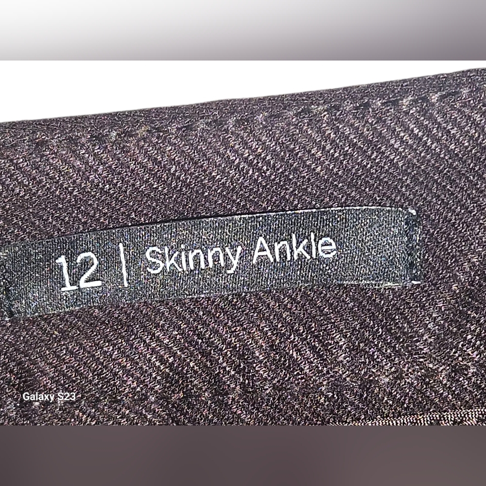 Talbots Dark Brown Textured Pants Skinny Ankle Size 12 Good Condition - Picture 5 of 7